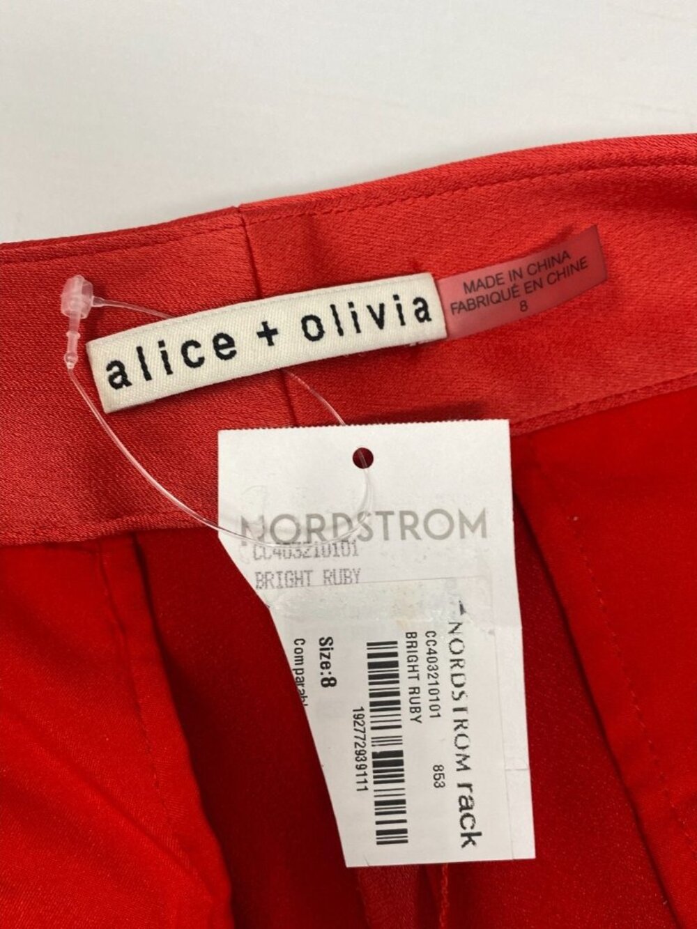 Alice + Olivia Calvin Bright Ruby High Waist Wide Leg Pants 8 - Picture 8 of 16